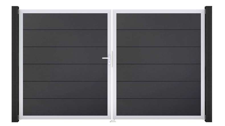 planeo Gardence Simply - Porta in PVC - DIN Sinistro 2 ante antracite con telaio in alluminio argento