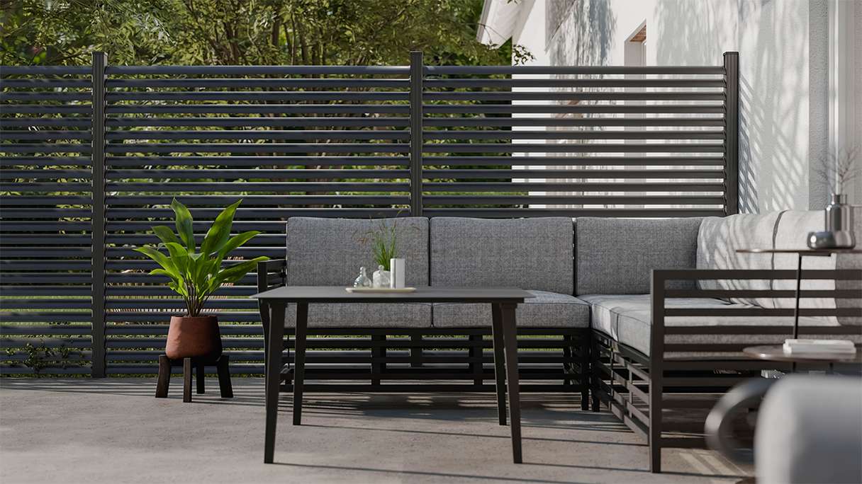 planeo Gardence Metallic Ellipse - Recinzione da giardino in alluminio quadrata Antracite | DB703
