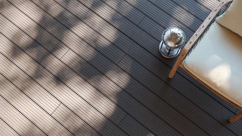 planeo LightWood WPC tavola cava - Grigio chiaro 3m scanalato/scanalato