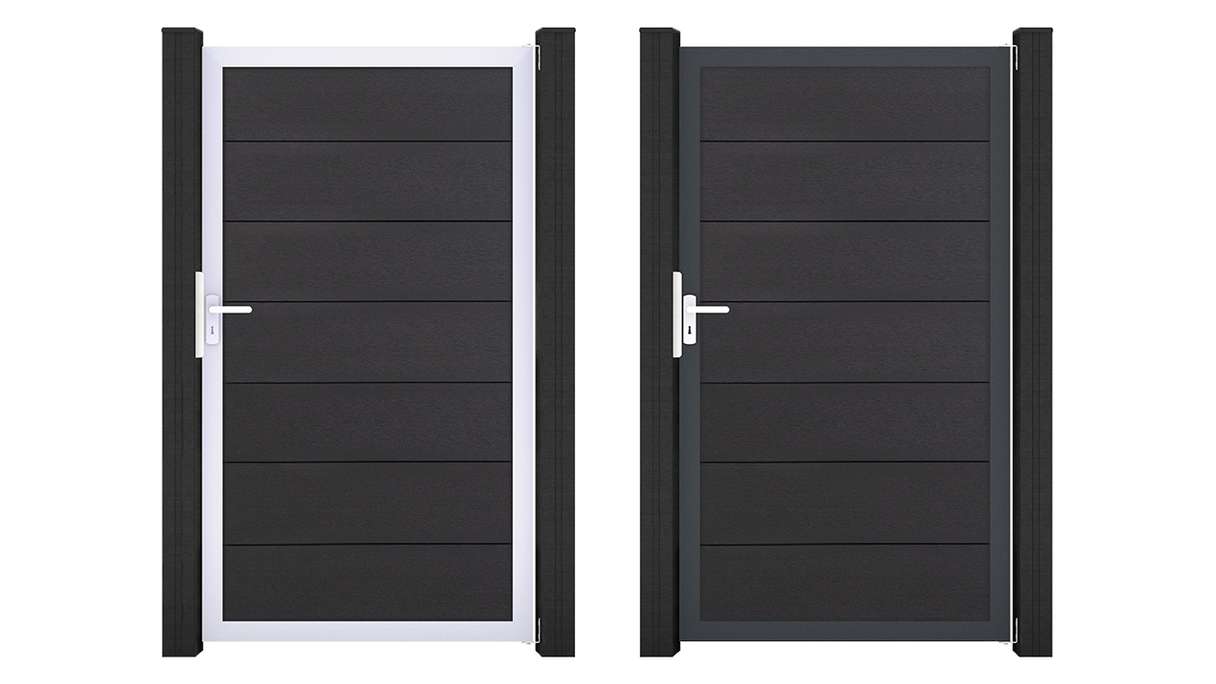 planeo Gardence Strong XL - Cancello universale BPC grigio antracite con telaio in alluminio 100 x 180 x 4 cm
