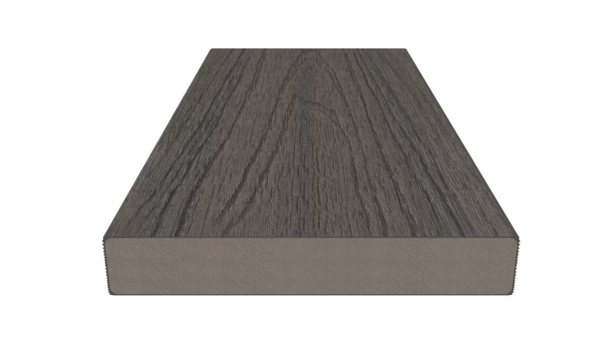 planeo UNIDeck - Listello per terrazza rivestito in WPC CoEx, grigio scuro, 3 m - strutturato/liscio spazzolato