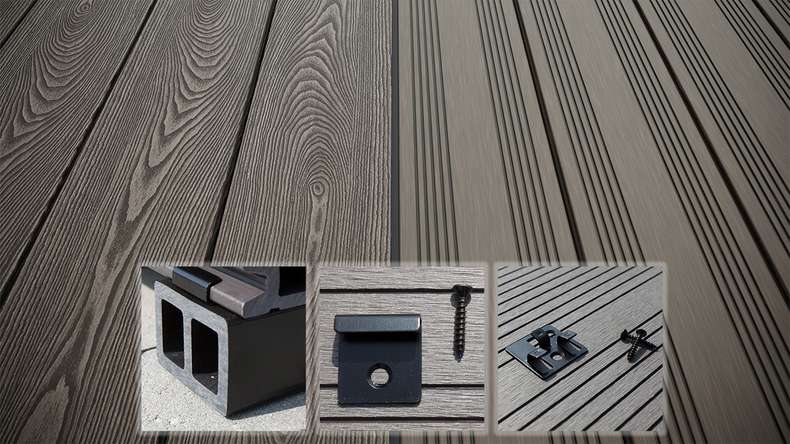 planeo SolidWood WPC decking set completo di tavole massicce - grigio chiaro francese/testurizzato