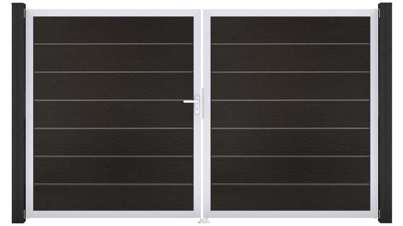 planeo Gardence Deluxe - Cancello BPC - a due ante, nero co-ex con telaio in alluminio