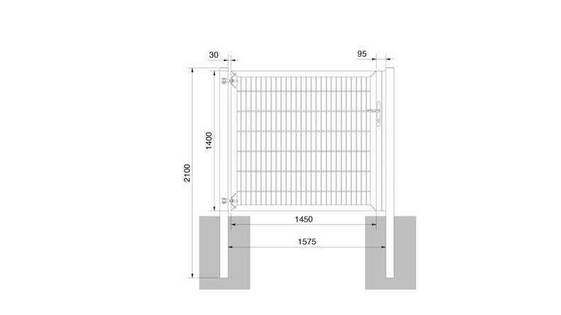 Porta universale pesante a 1 pannello antracite A 1400 x L 1575 mm inclusi i pali della porta