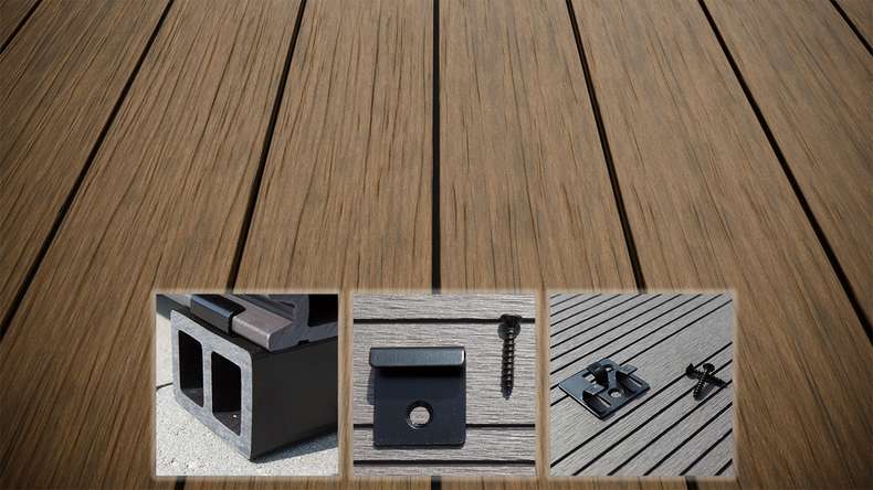 planeo AntikWood WPC set completo di tavole massicce - Marrone chiaro anticato