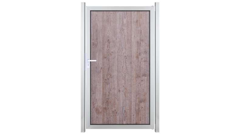 planeo Gardence Resistant - Cancello frangivista in HPL effetto legno con telaio in alluminio
