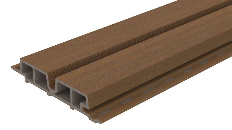 planeo LINEA Wide - Rivestimento per facciate in WPC CoEx, finitura Teak della Birmania, 2900 x 181 mm