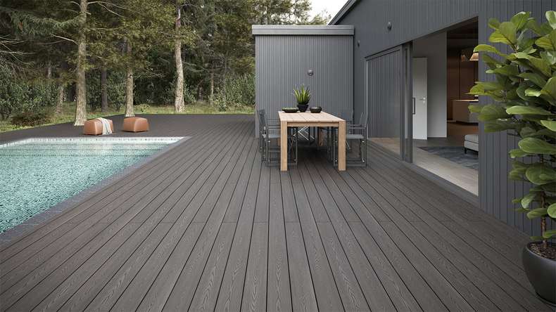 planeo SolidWood WPC tavola solido - Grigio chiaro 3.6m francese/strutturato
