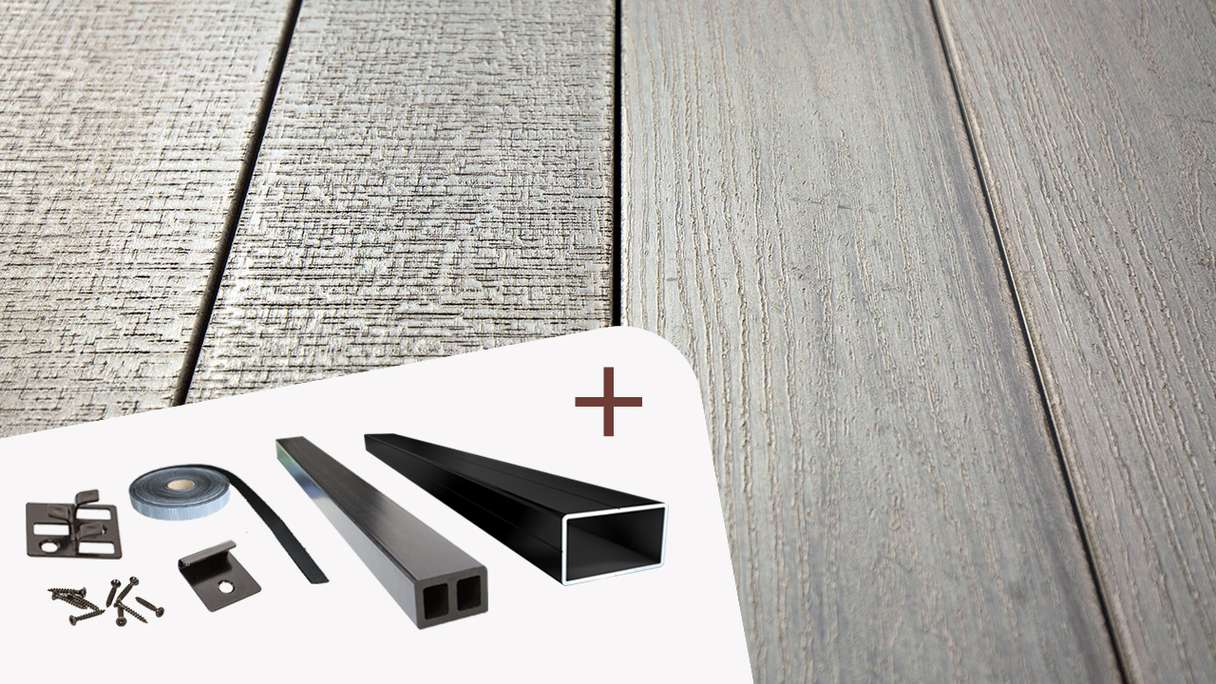 Set completo TitanWood 3m struttura a listoni per legno massiccio grigio chiaro 42,3m² incl. alluminio-UK