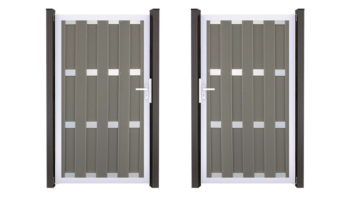 planeo Gardence Premade - Cancello BPC grigio chiaro 100 x 180 x 4 cm - Telaio in alluminio argentato
