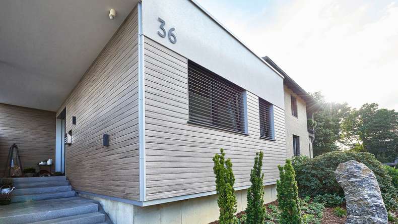 planeo Fassado - WPC rivestimento facciata a fasce romboidali grigio grafite piccolo 6 m