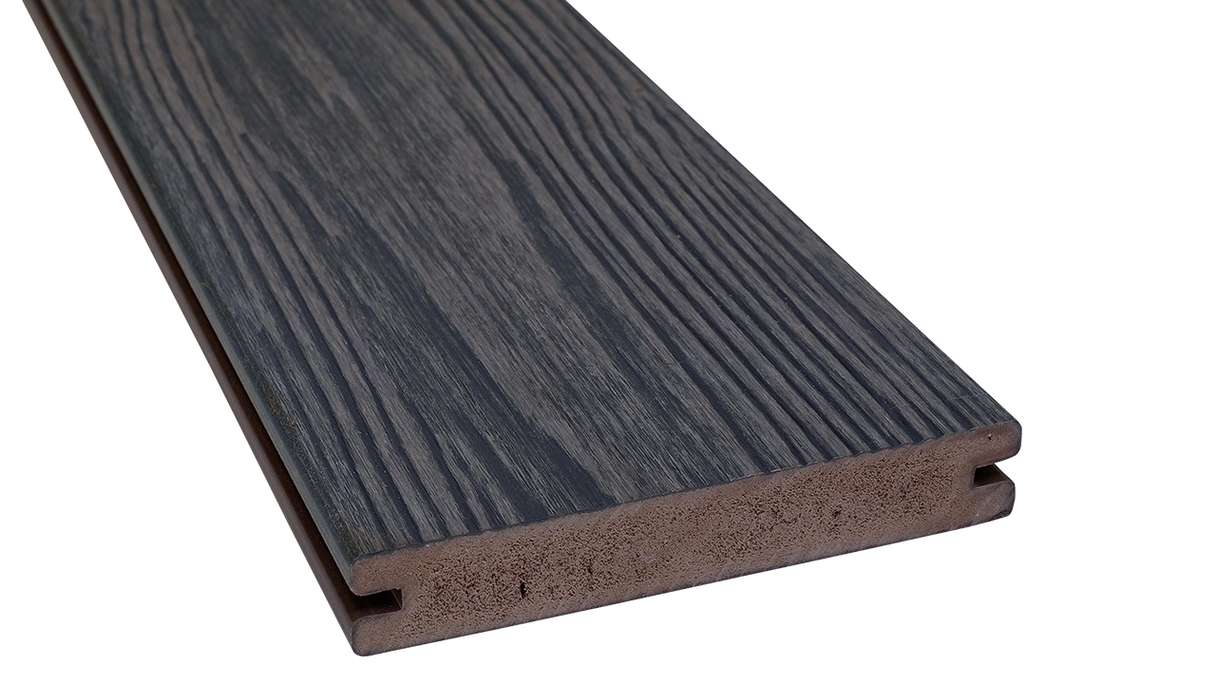planeo Authentic Wood - Doghe per terrazze in BPC massiccio - Osage carbonizzato con finitura strutturata