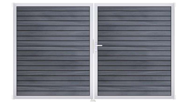 planeo Gardence Trendy - Porta BPC rombo - DIN Destro 2 ante in cox Grigio pietra con telaio in alluminio argento