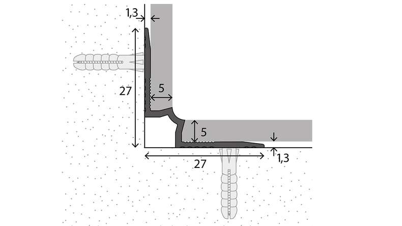 paragradino planeo angolo interno 601 - 250 cm