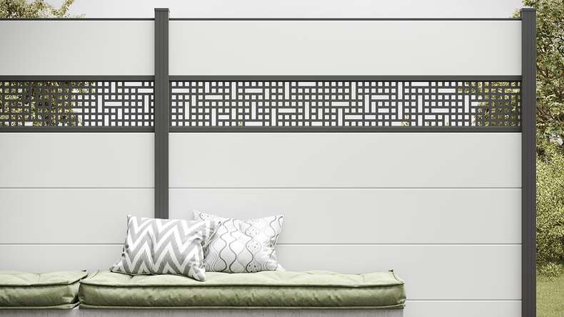 planeo Gardence Simply - Recinzione in PVC ad innesto Quadrata Bianco 180 x 180cm