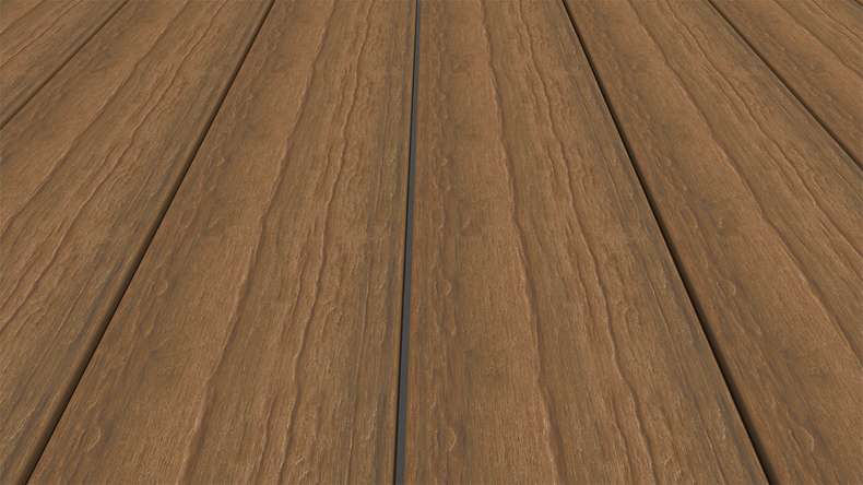 planeo ANTIKWoodline - Doghe per terrazza rivestite in WPC CoEx, doghe massicce - Teak birmano 3 m - rustico/spazzolato liscio