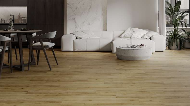 planeo Vinile rigido a incastro - HOMEtec Pro 50 IXPE Avorio Rovere naturale | Isolamento acustico integrato (RP-G50-6)