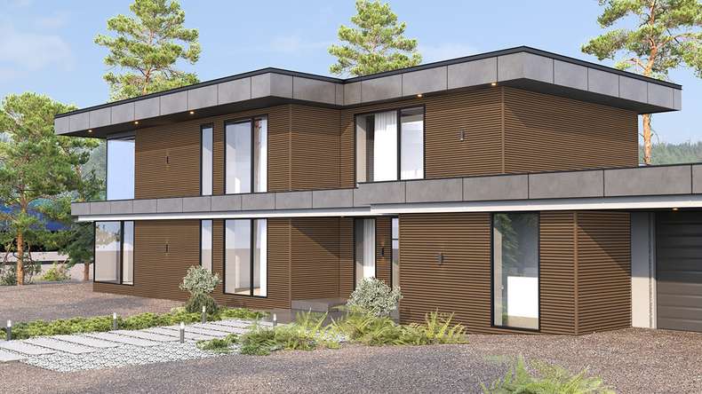 planeo LINEA Wide - Rivestimento per facciate in WPC CoEx, colore Ipe marrone, 2900 x 181 mm