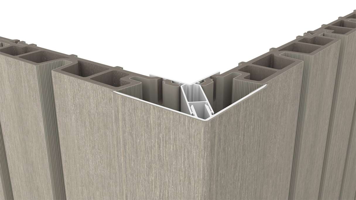 planeo LINEA - Profilo angolare esterno in alluminio CoEx, grigio chiaro, 3000 x 66 x 66 mm