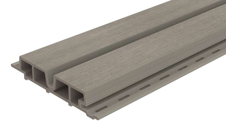 planeo LINEA Wide - Rivestimento per facciate in WPC CoEx, grigio chiaro, 2900 x 181 mm