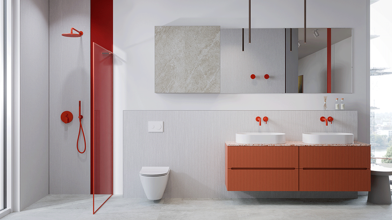 Rivestimento murale SPC planeo - CeraRock Tile Stripes Concrete White XL 280 x 117,5 cm