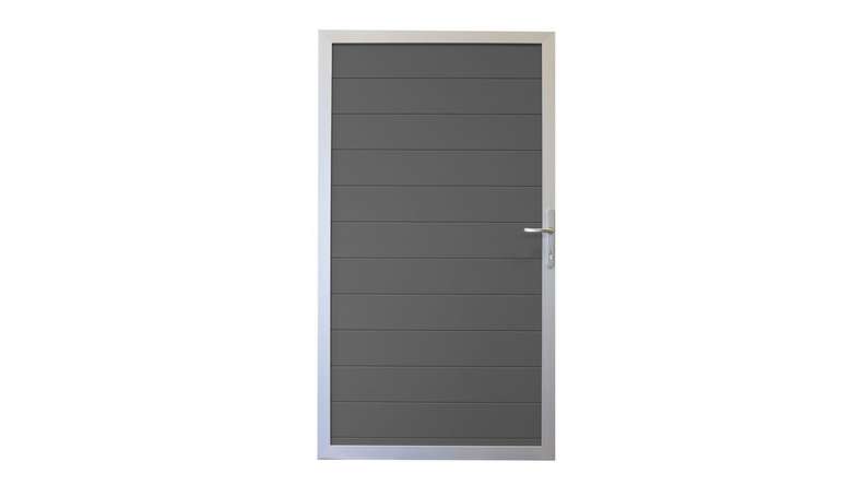 planeo Gardence Metallic - Cancello universale in alluminio grigio antracite con telaio in alluminio