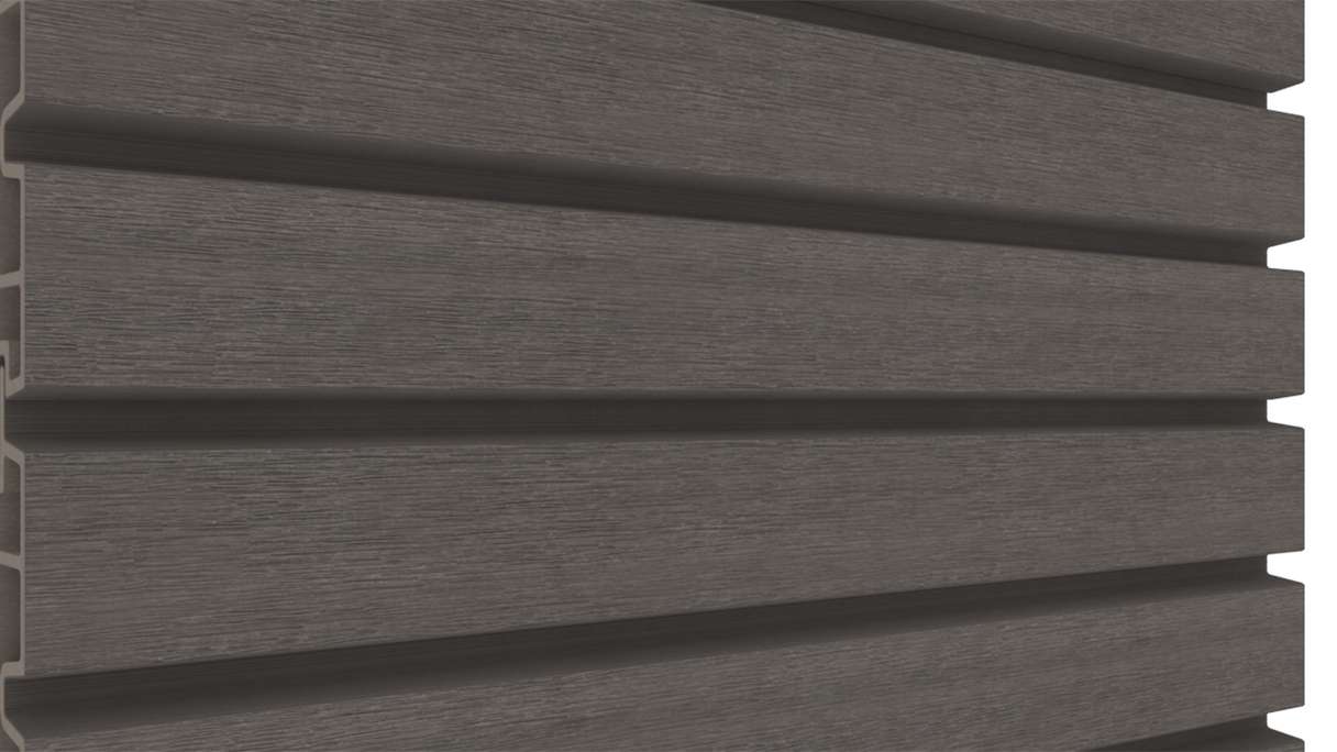 planeo LINEA Wide - Rivestimento per facciate in WPC CoEx, grigio scuro, 2900 x 181 mm