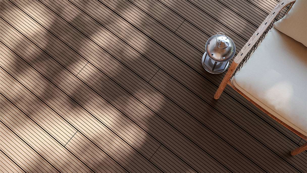 planeo LineWood WPC Pannello per decking solido - marrone scuro 3m scanalato/scanalato