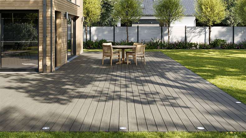 planeo AntikWood WPC set completo di tavole massicce - Grigio pietra anticato