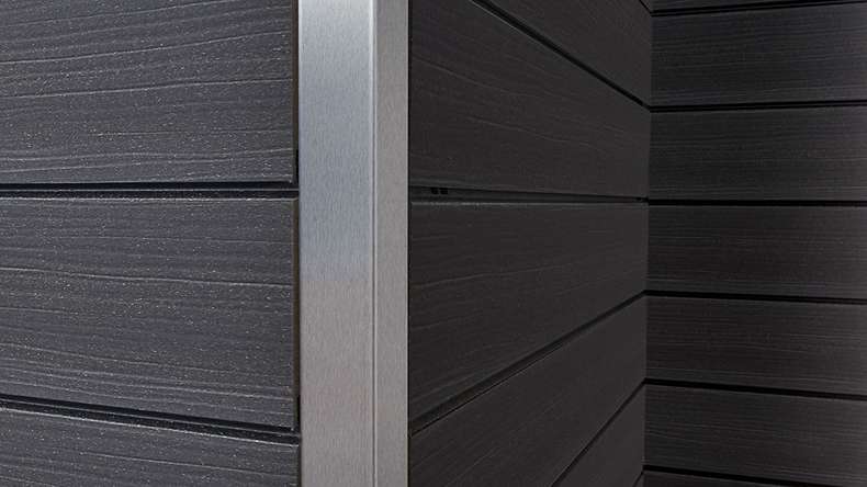 planeo Fassado - WPC rivestimento facciata a fasce romboidali Prime grigio basalto Piccolo 6 m