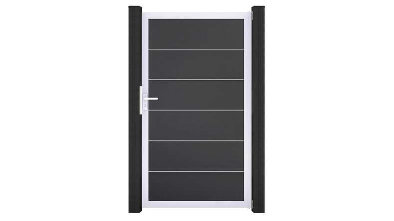 planeo Gardence Simply Premium - Porta universale in PVC antracite con telaio in alluminio argento | EV1 100 x 180 cm