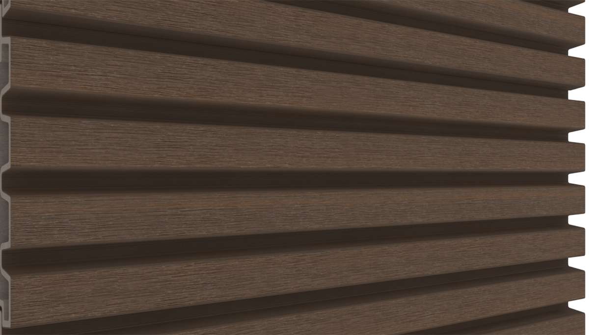 planeo LINEA Slim - Rivestimento per facciate in WPC CoEx, colore Ipe marrone, 2900 x 215 mm
