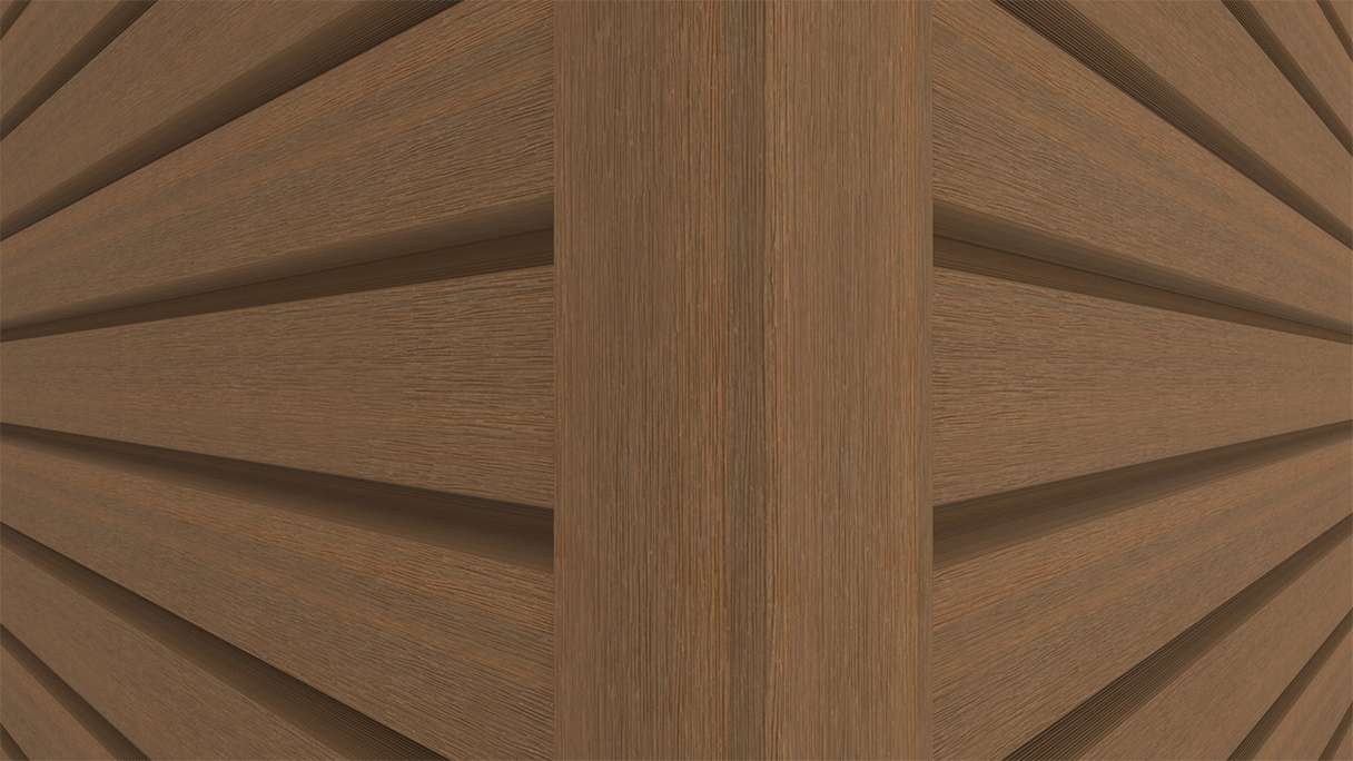 planeo LINEA Wide - Rivestimento per facciate in WPC CoEx, finitura Teak della Birmania, 2900 x 181 mm