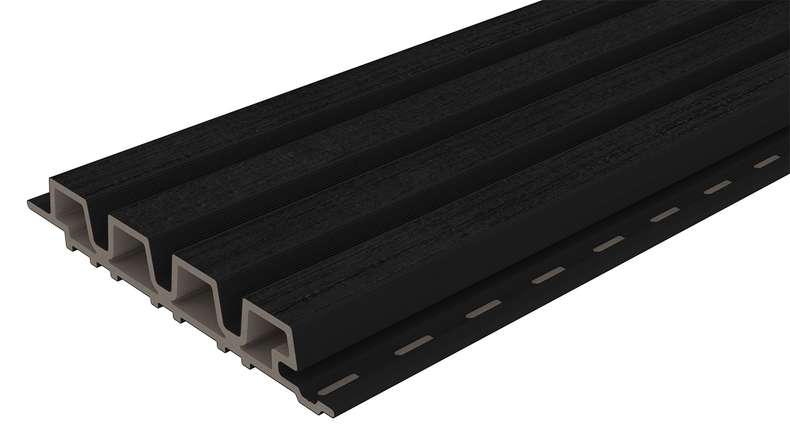 planeo LINEA Slim - Rivestimento per facciate in WPC CoEx, nero, 2900 x 215 mm