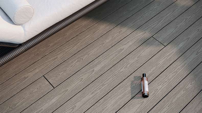 planeo CoEXWood WPC set completo di listoni massicci - grigio antracite/grigio strutturato