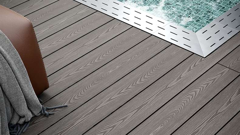 planeo SolidWood WPC tavola solido - Grigio chiaro 3.6m francese/strutturato