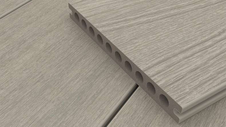 planeo MAXLine Nature - Pannello per decking XL rivestito in WPC CoEx a camera cava - grigio chiaro 3m strutturato/liscio spazzolato
