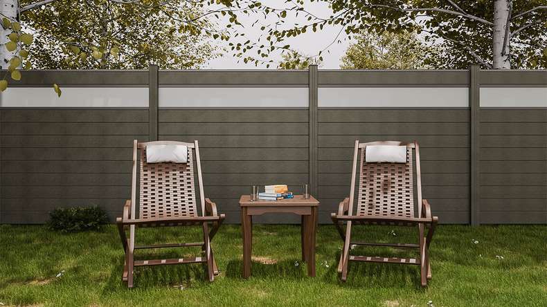 planeo Gardence Strong - recinzione a innesto BPC in vetro satinato grigio antracite 180 x 180 cm
