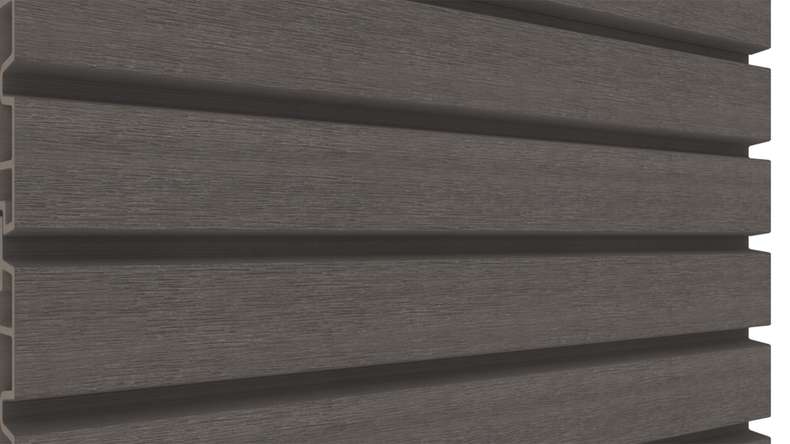 planeo LINEA Wide - Rivestimento per facciate in WPC CoEx, grigio scuro, 2900 x 181 mm