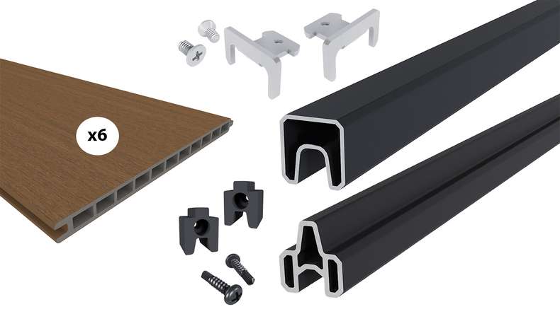 planeo INFINITY XL-Board - Recinzione a innesto WPC CoEx Burma Teak 176 x 183