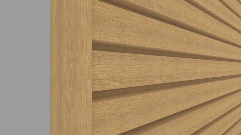 planeo LINEA Wide - Rivestimento per facciate in WPC CoEx, colore sabbia, 2900 x 181 mm