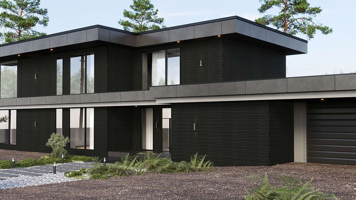 planeo LINEA Wide - Rivestimento per facciate in WPC CoEx, nero, 2900 x 181 mm