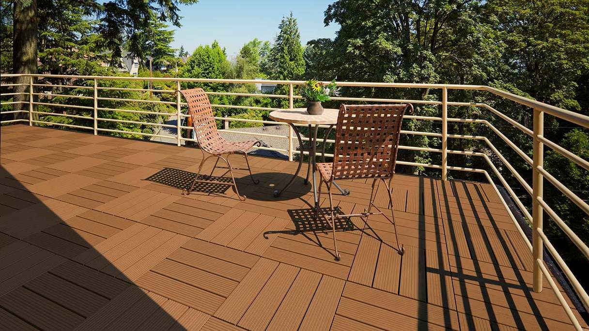 planeo pavimenti WPC piastrella per patio marrone 30x30 cm - 6 pz.