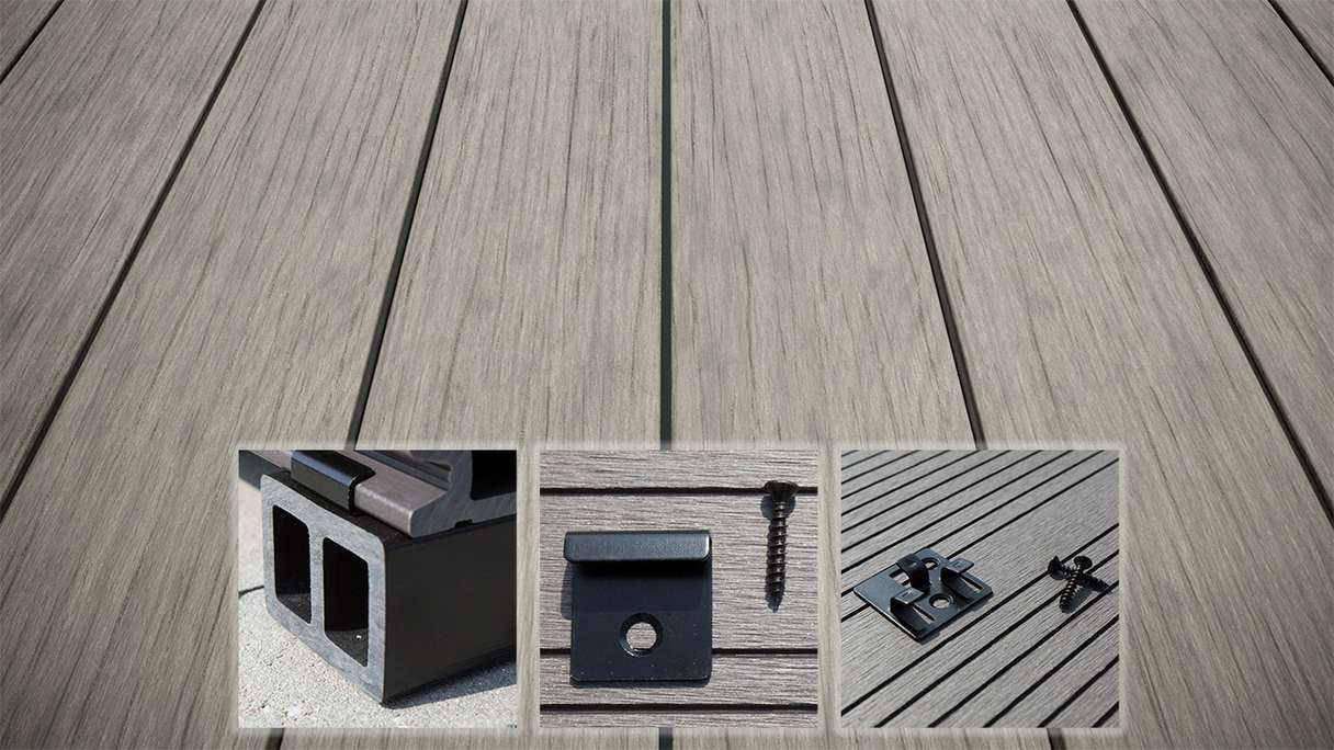 planeo AntikWood WPC set completo di tavole massicce - Grigio pietra anticato