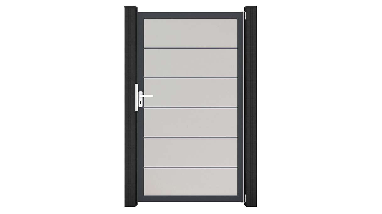 planeo Gardence Simply Premium - Cancello universale in PVC bianco con telaio in alluminio 100 x 180 cm