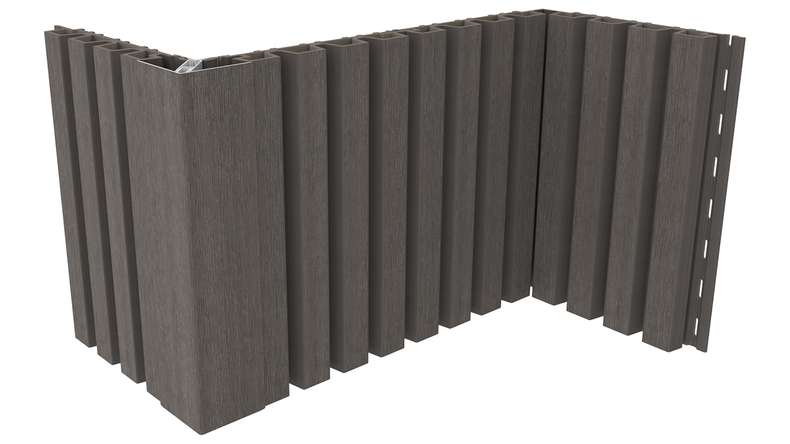planeo LINEA Slim - Rivestimento per facciate in WPC CoEx, grigio scuro, 2900 x 215 mm