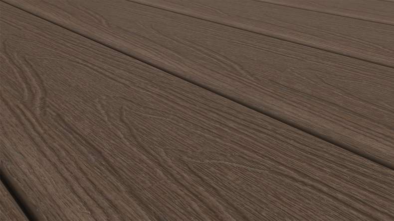 planeo MAXLine Nature - Pannello per decking XL rivestito in WPC CoEx a camera cava - Ipe Brown 3m strutturato/liscio spazzolato