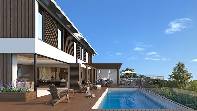 planeo LINEA Slim - Rivestimento per facciate in WPC CoEx, colore Ipe marrone, 2900 x 215 mm