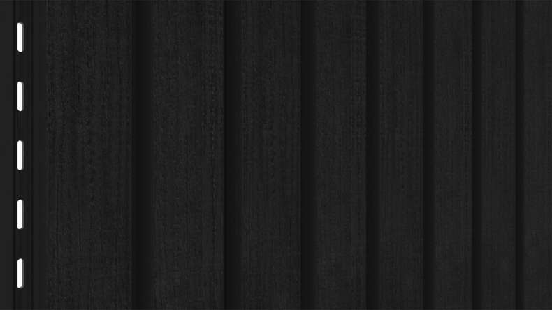 planeo LINEA Wide - Rivestimento per facciate in WPC CoEx, nero, 2900 x 181 mm