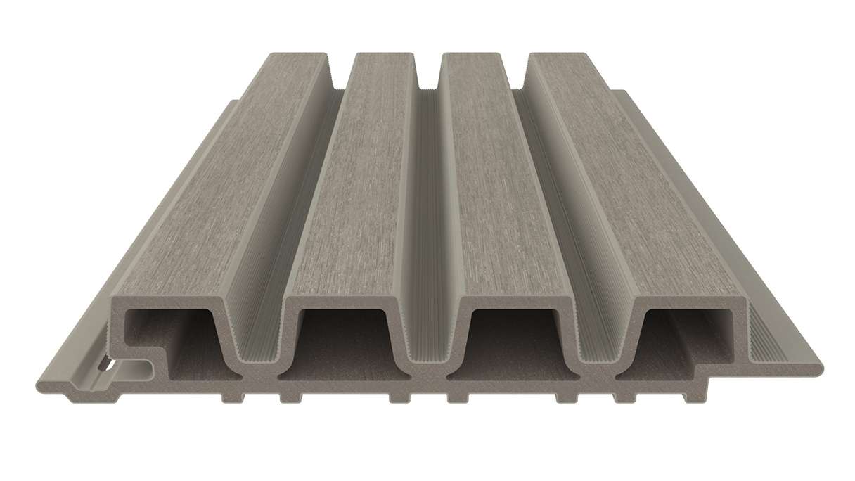 planeo LINEA Slim - Rivestimento per facciate in WPC CoEx, grigio chiaro, 2900 x 215 mm